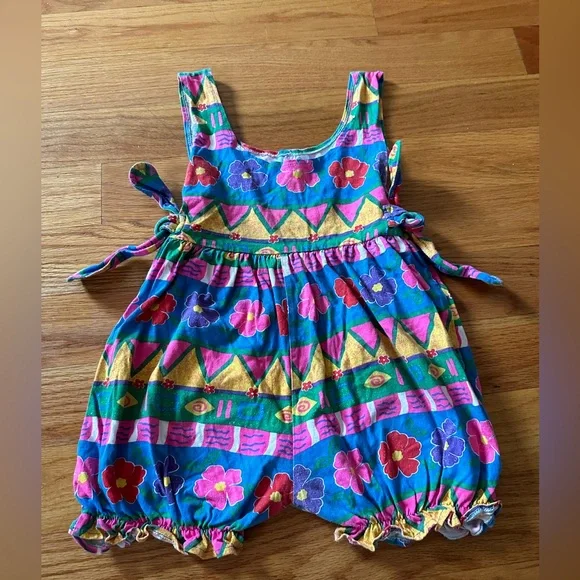 Vintage floral kids romper